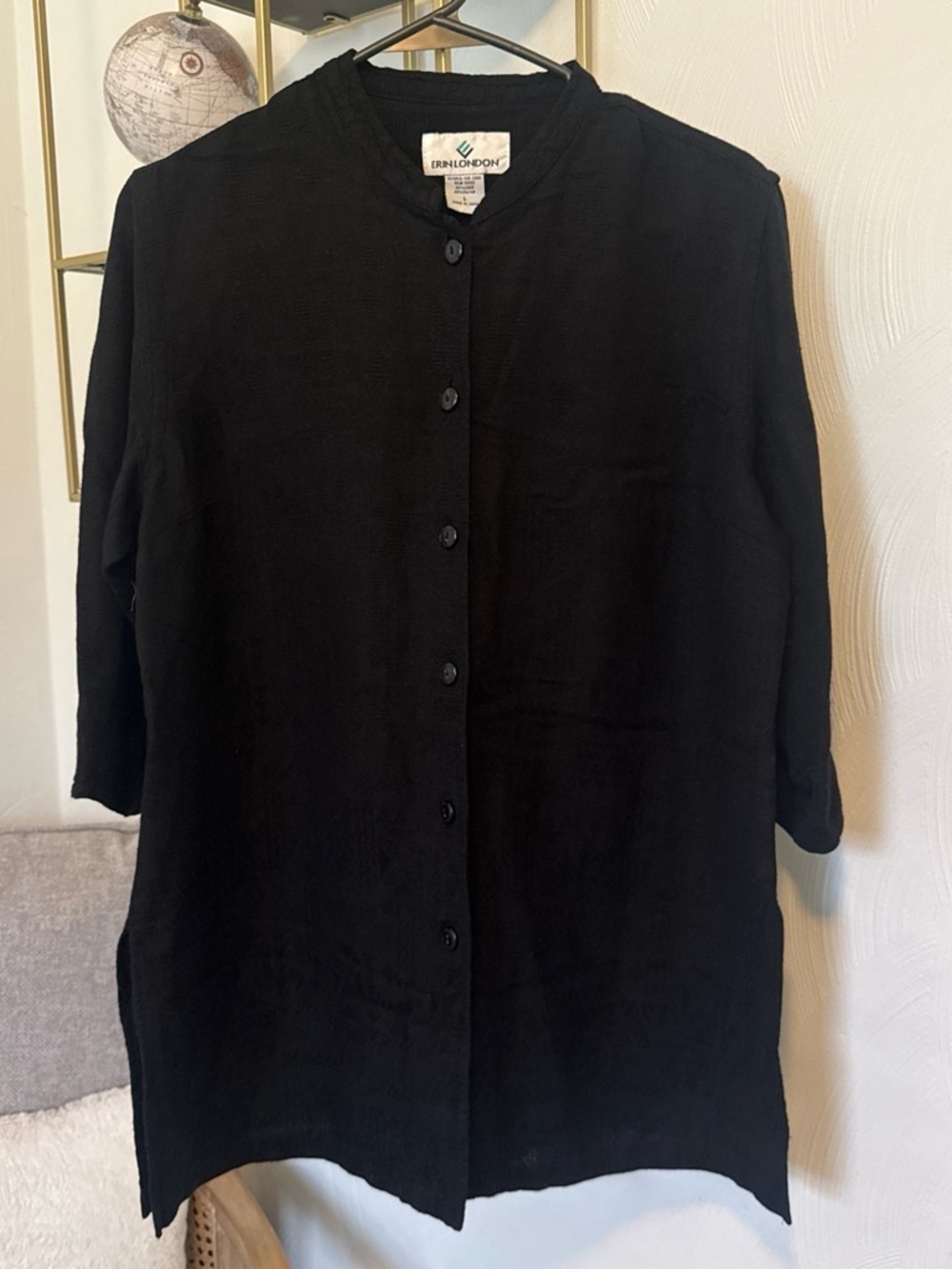 erin london Black Button-Down Longline Shirt